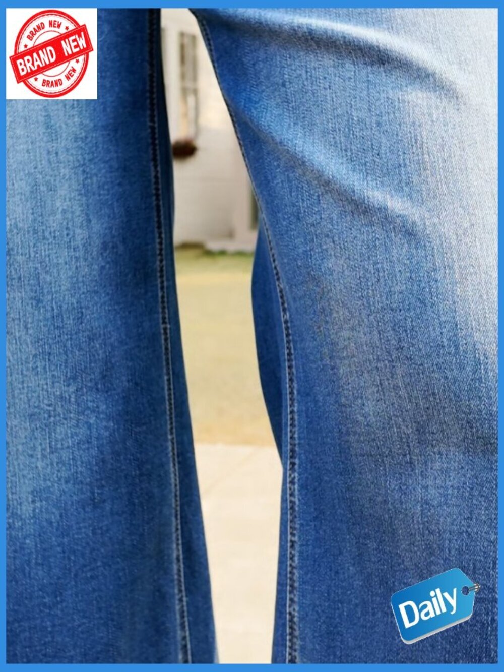 High Waisted Baggy Wide Leg Cropped Jeans Stretchy Denim Pants - Picture 7 of 7